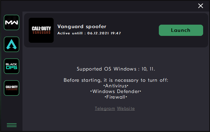 COD Vanguard spoofer